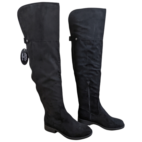 Sun and Stone Women's Over the Knee Allicce Black Microsuede Boots Size 5 - Picture 7 of 13